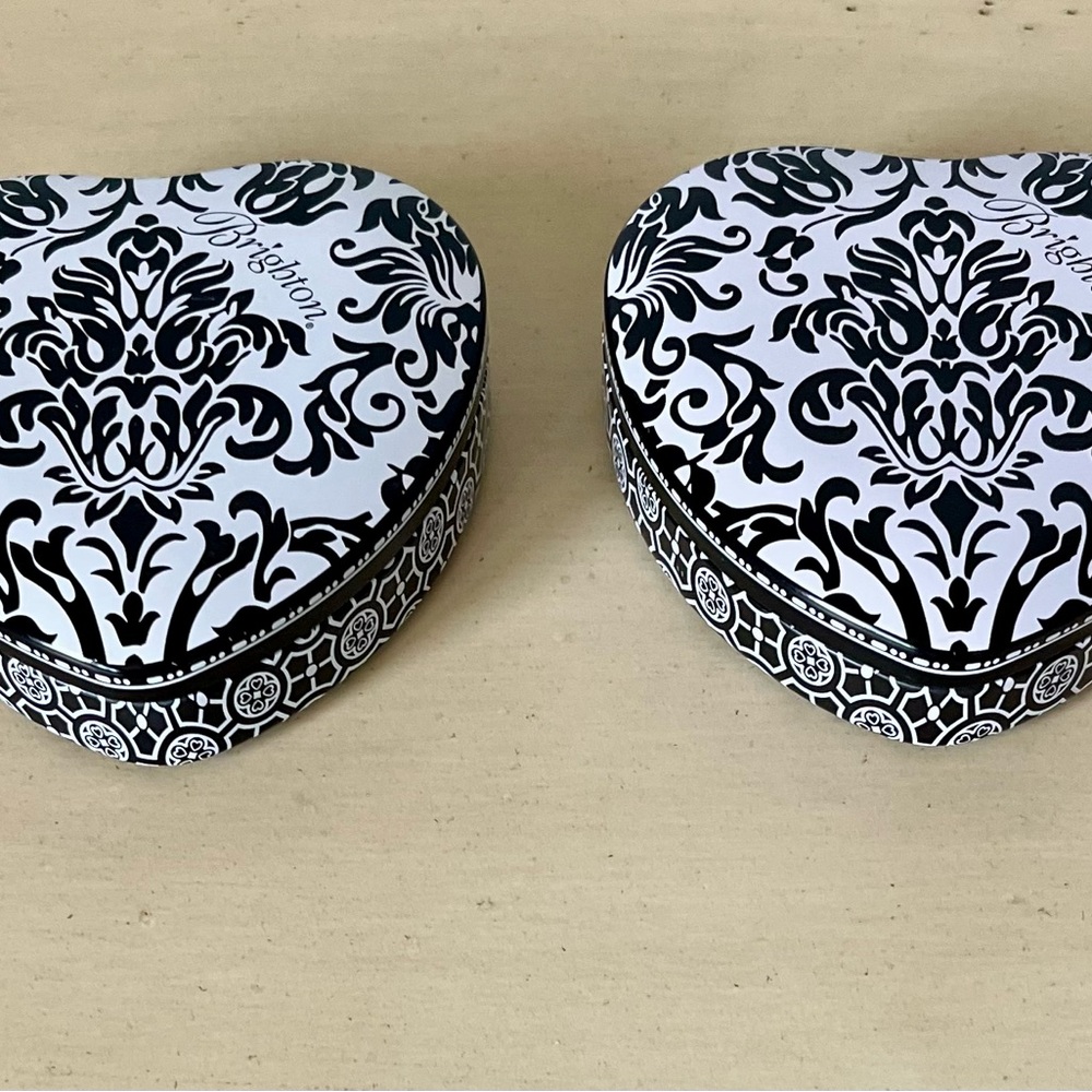 Brighton Heart-Shaped Tin Jewelry Holders.  Set of 2.